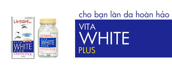 Viên uống trắng da từ bên trong Vita White Plus Nhật Bản: Các vitamin C, E, B2 có trong Vita White Plus sẽ gia tăng quá trình trao đổi chất dưới da, từ đó giúp tái tạo các tế bào do môi trường và tia tử ngoại