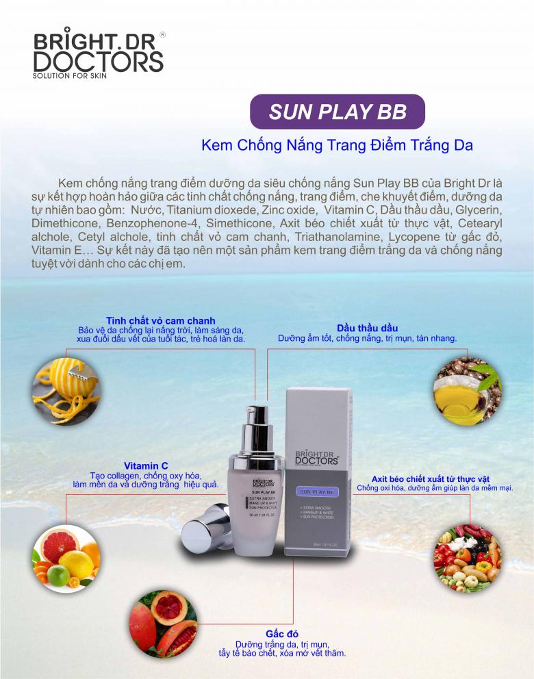 Kem Bright Doctors trang điểm chống nắng Sun play BB