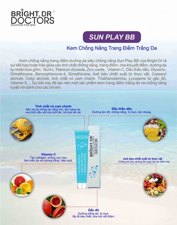 Kem Bright Doctors trang điểm chống nắng Sun play BB